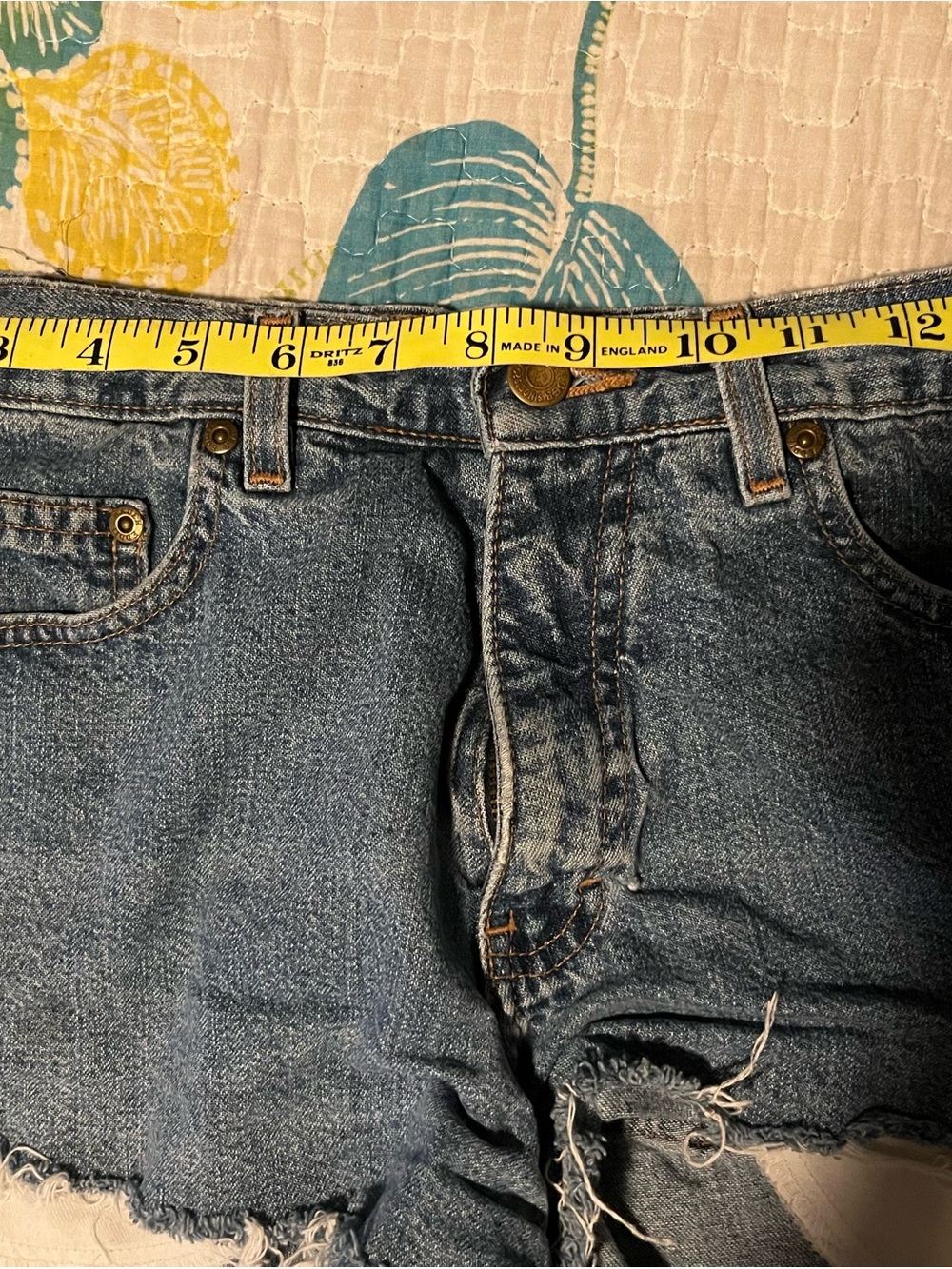Eddie Bauer Men's Distressed Blue Denim Cutoff Jeans
